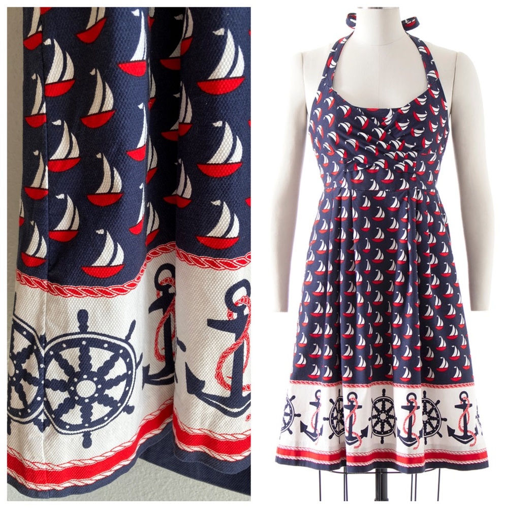 Anthropologie Windward Sailboat Pinup Mod Strap Dress